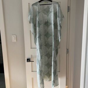 Light Sage Green Printed Swim Coverup Kaftan